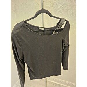 Vince Camuto  Black One Shoulder Sequin Top Blouse Size XL Women's